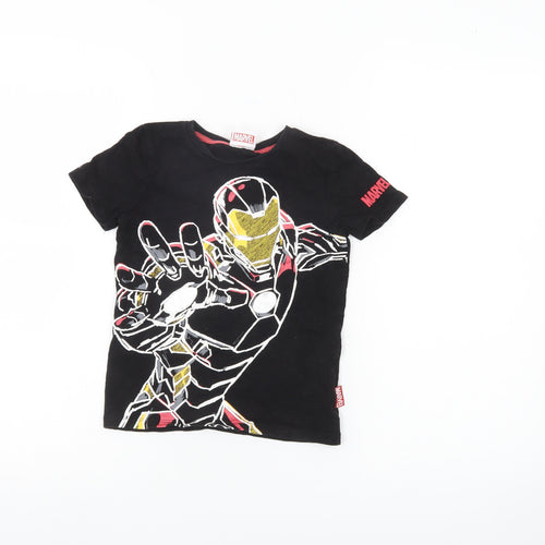 Tu Boys Marvel Iron Man Black Cotton T-Shirt 4 Years Short Sleeve