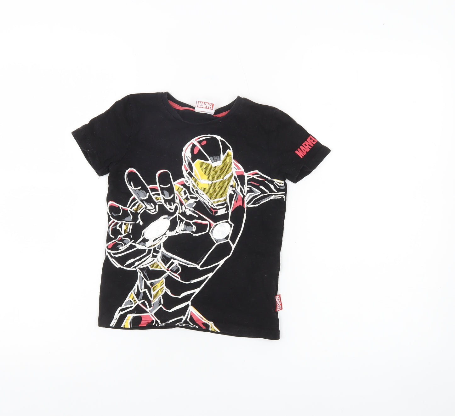 Tu Boys Marvel Iron Man Black Cotton T-Shirt 4 Years Short Sleeve