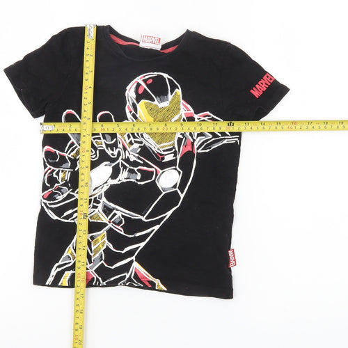 Tu Boys Marvel Iron Man Black Cotton T-Shirt 4 Years Short Sleeve