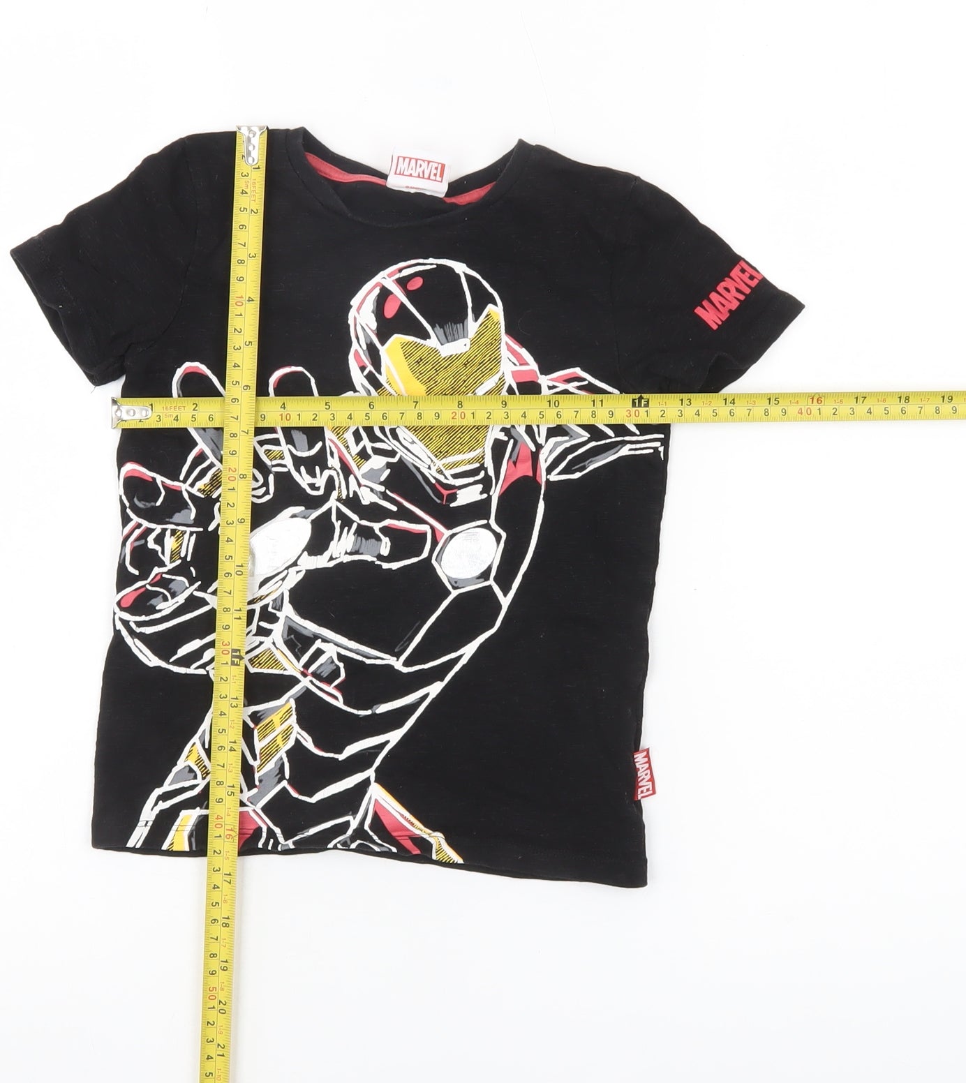 Tu Boys Marvel Iron Man Black Cotton T-Shirt 4 Years Short Sleeve