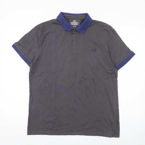 F&F Men's Grey Polo Shirt L Cotton Casual Short Sleeve