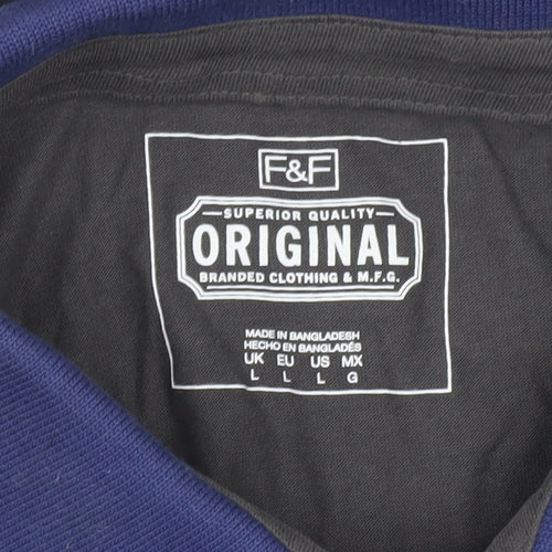 F&F Men's Grey Polo Shirt L Cotton Casual Short Sleeve