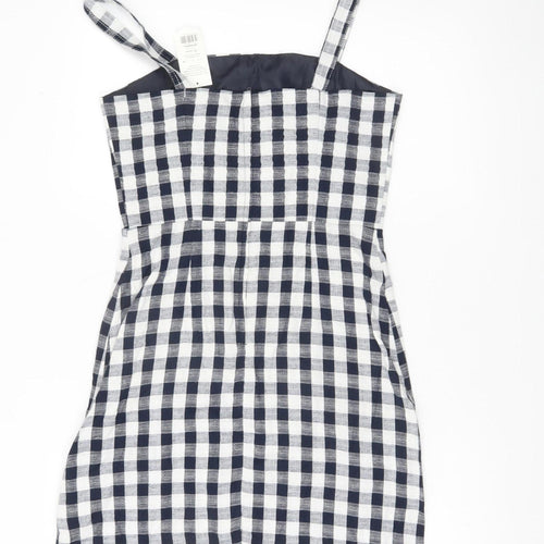 Miss Selfridge Women Black White Check Mini Pinafore Dress Size 10