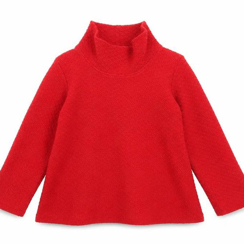 Adini Women Red Long Sleeve Tunic Roll Neck Cotton Blend Blouse L