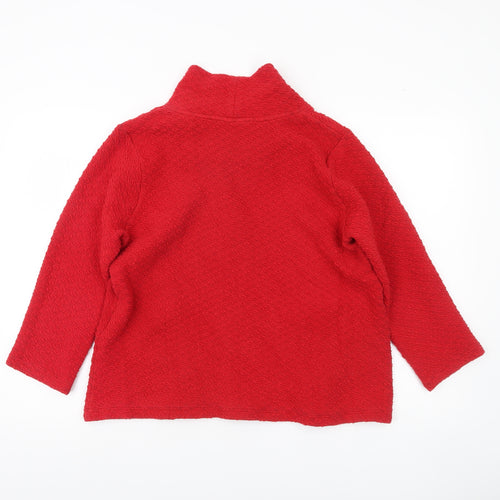 Adini Women Red Long Sleeve Tunic Roll Neck Cotton Blend Blouse L