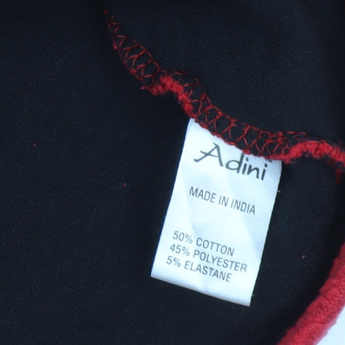 Adini Women Red Long Sleeve Tunic Roll Neck Cotton Blend Blouse L