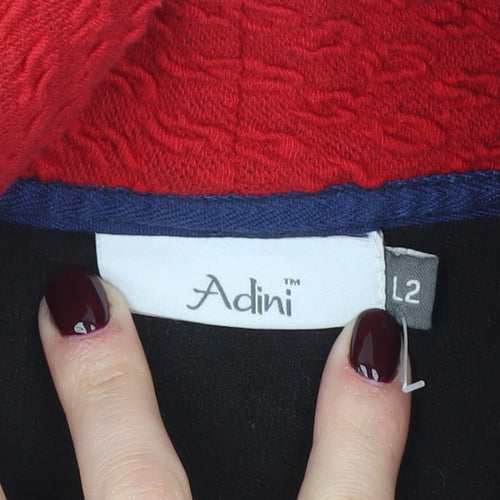 Adini Women Red Long Sleeve Tunic Roll Neck Cotton Blend Blouse L