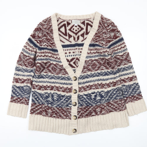 New Look Women’s Multicoloured Aztec Knit Cardigan UK 12 V-Neck