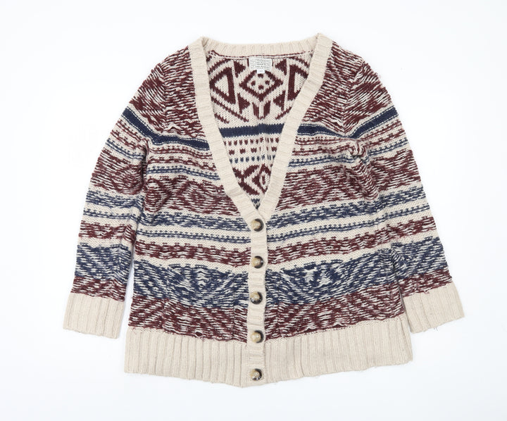 New Look Women’s Multicoloured Aztec Knit Cardigan UK 12 V-Neck