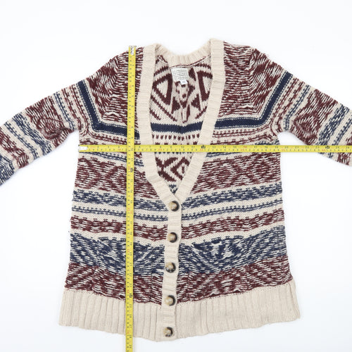 New Look Women’s Multicoloured Aztec Knit Cardigan UK 12 V-Neck