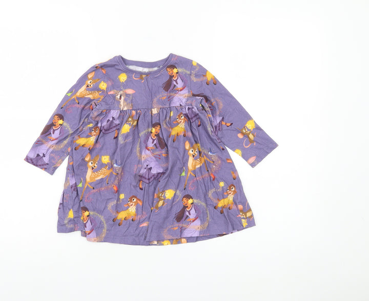 Next Girls Purple Disney Princess Skater Dress 18-24 Months Cotton