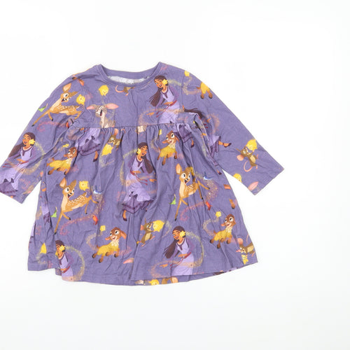 Next Girls Purple Disney Princess Skater Dress 18-24 Months Cotton