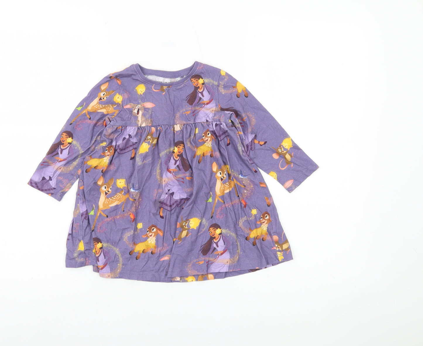 Next Girls Purple Disney Princess Skater Dress 18-24 Months Cotton