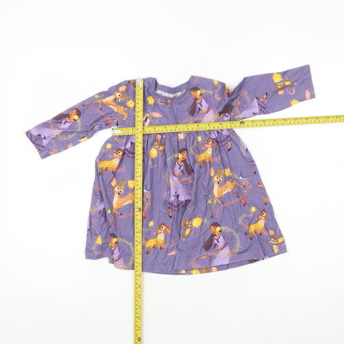 Next Girls Purple Disney Princess Skater Dress 18-24 Months Cotton