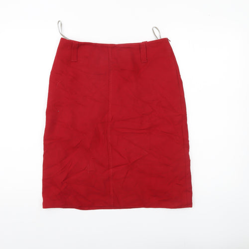 River Island Women's Red Wool Pencil Skirt Size 10 Knee Length