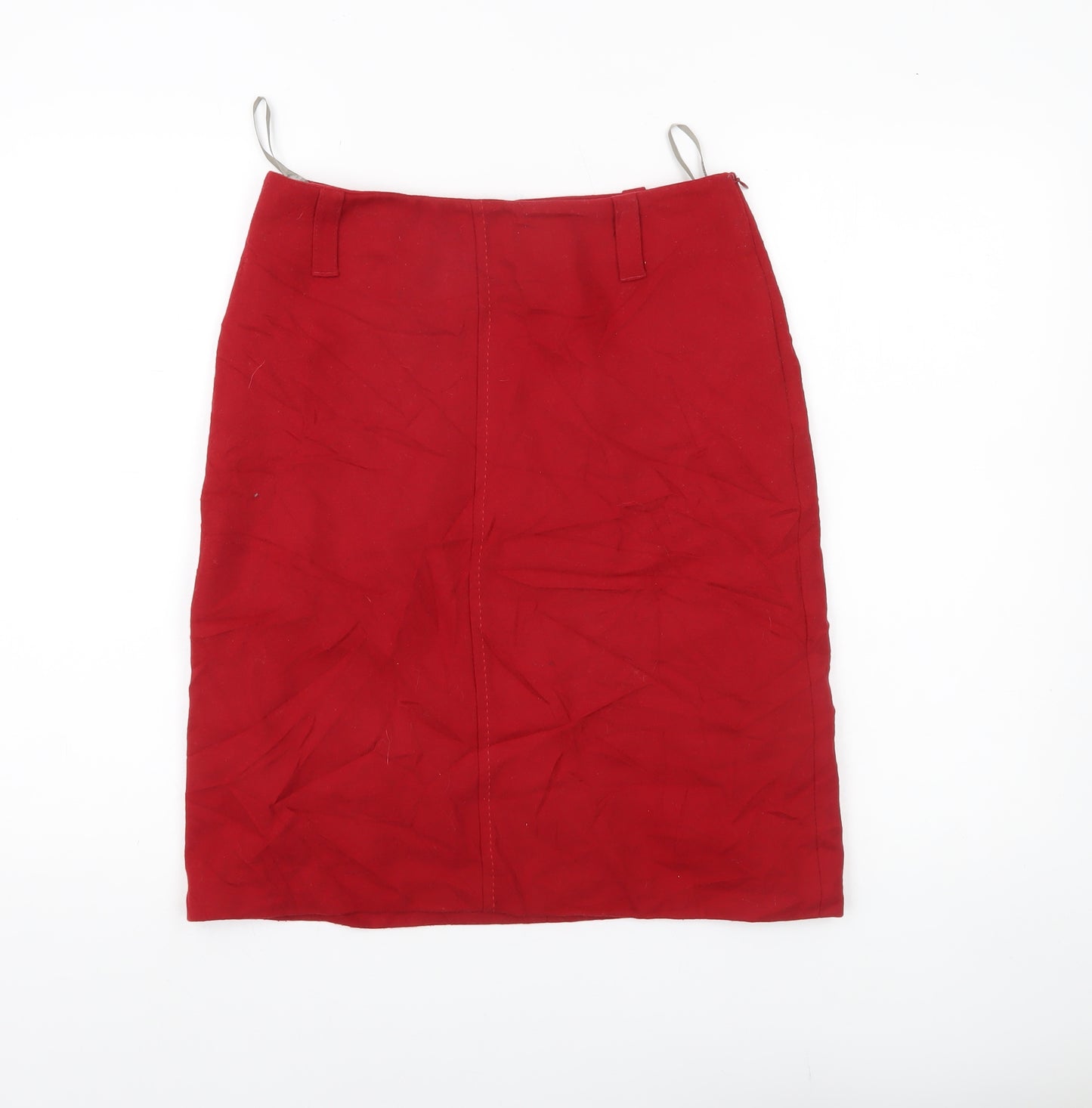 River Island Women's Red Wool Pencil Skirt Size 10 Knee Length