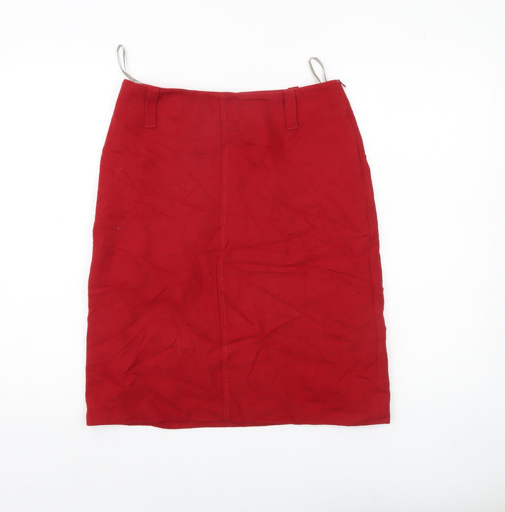River Island Women's Red Wool Pencil Skirt Size 10 Knee Length