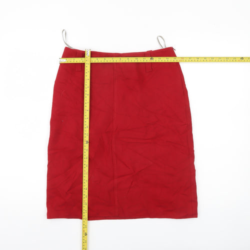 River Island Women's Red Wool Pencil Skirt Size 10 Knee Length