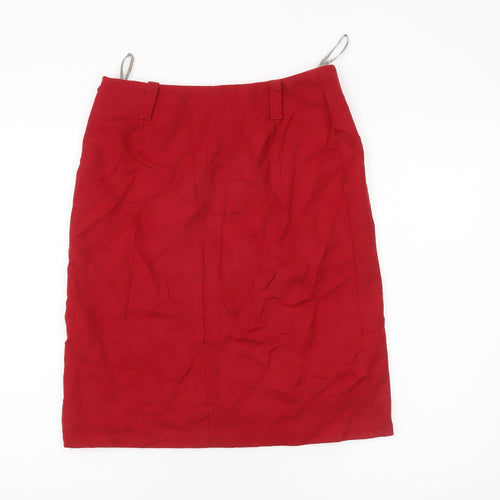 River Island Women's Red Wool Pencil Skirt Size 10 Knee Length