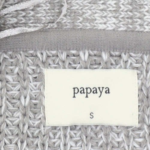Papaya Women’s Grey Chunky Knit V-Neck Cardigan Size S