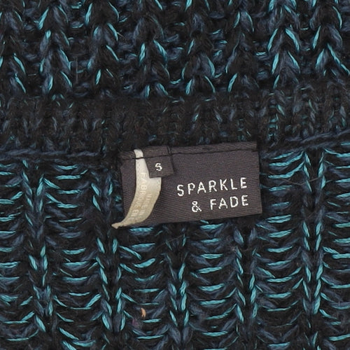 Sparkle & Fade Womens Blue Scoop Neck Chunky Knit Jumper Size S