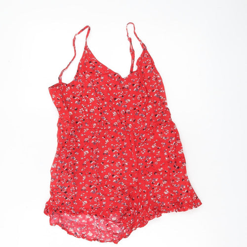 Brave Soul Women Red Floral Viscose Summer Playsuit Size 12