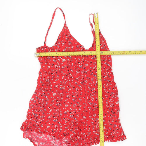 Brave Soul Women Red Floral Viscose Summer Playsuit Size 12