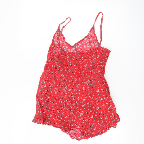 Brave Soul Women Red Floral Viscose Summer Playsuit Size 12