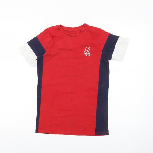 River Island Boys Red Blue White Colourblock T-Shirt 9-10 Years