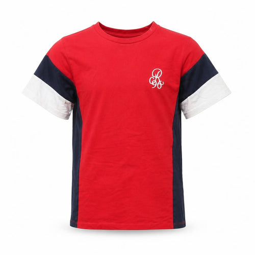 River Island Boys Red Blue White Colourblock T-Shirt 9-10 Years