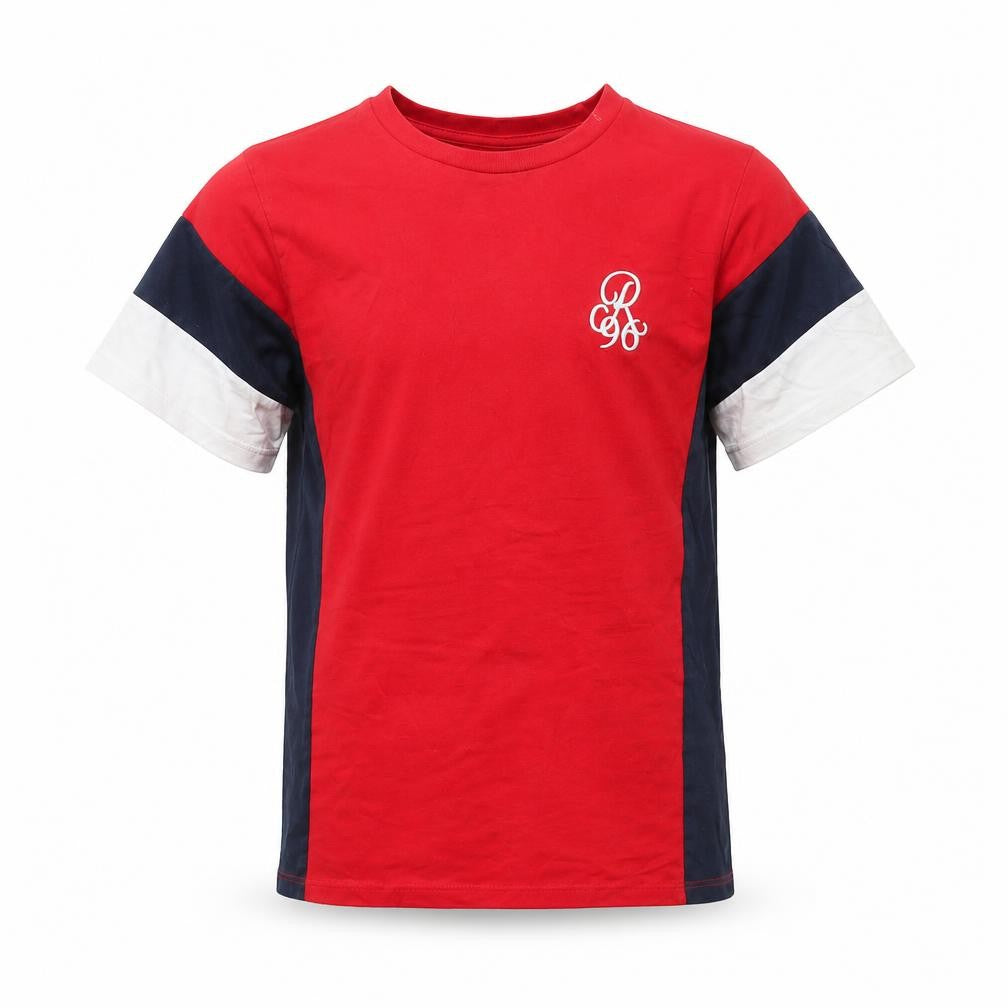 River Island Boys Red Blue White Colourblock T-Shirt 9-10 Years