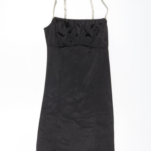 Motel Womens Black XS Bodycon Short Dress Rhinestone Strap
