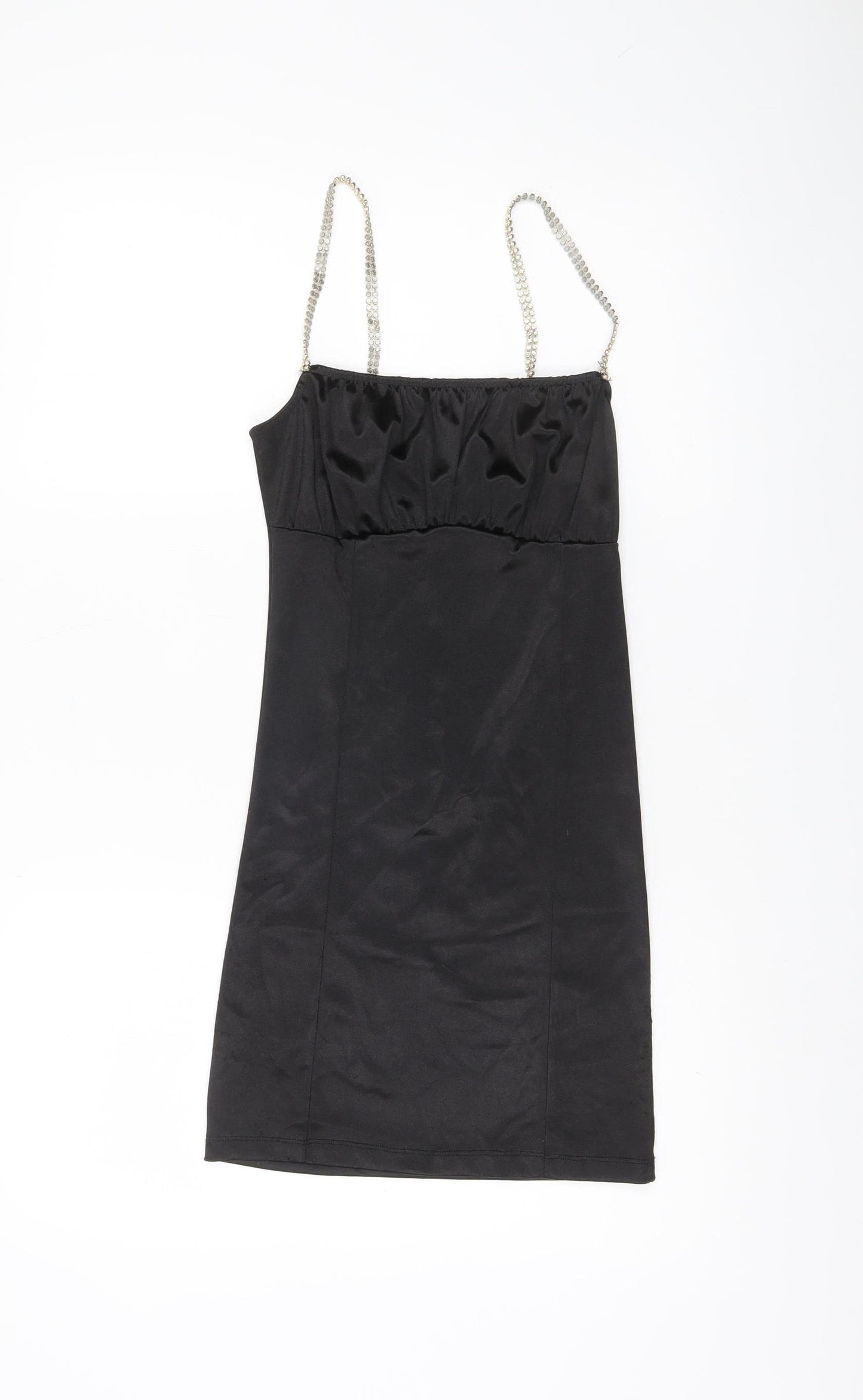 Motel Womens Black XS Bodycon Short Dress Rhinestone Strap