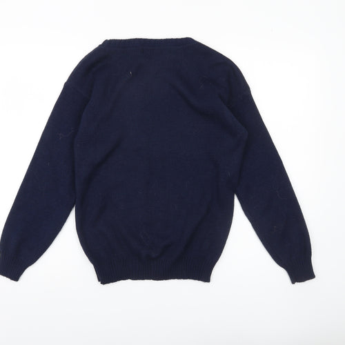 Boohoo Womens Blue S Pullover Jumper Ski Slogan Crew Neck Winter Casual