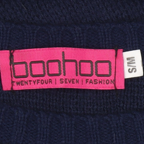 Boohoo Womens Blue S Pullover Jumper Ski Slogan Crew Neck Winter Casual
