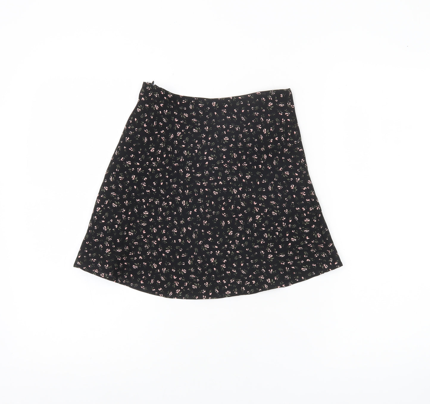 H&M Divided Womens Black Floral A-Line Skirt Size 6