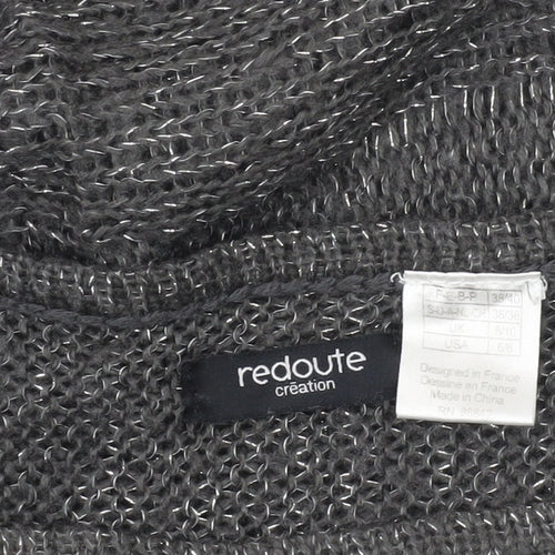 Redoute Women’s Grey Metallic Knit Jumper Size 8 Scoop Neck Pullover