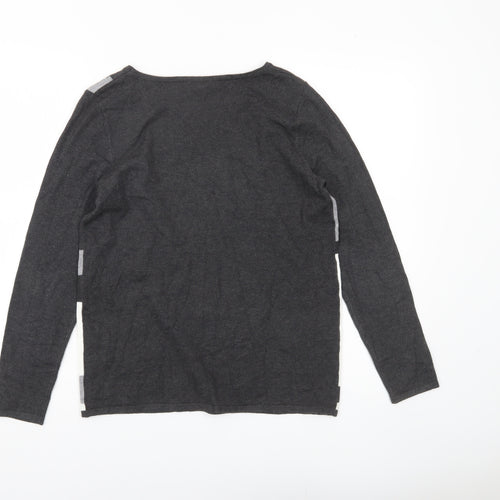 Bonmarché Women’s Black Grey Geometric Pullover Jumper Size 10