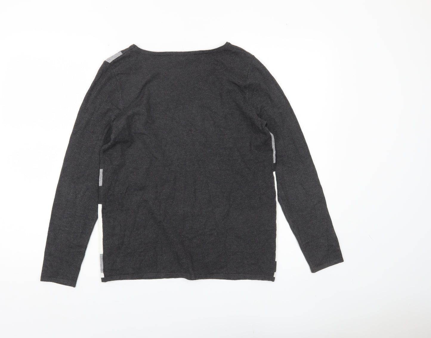 Bonmarché Women’s Black Grey Geometric Pullover Jumper Size 10