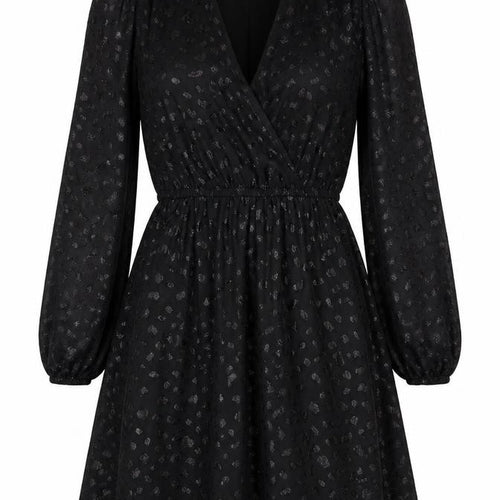 George Women’s Black Size 8 Short Wrap Dress Puff Sleeve