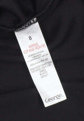 George Women’s Black Size 8 Short Wrap Dress Puff Sleeve