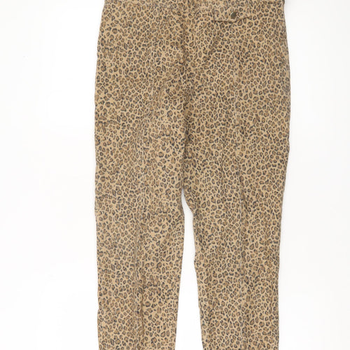 Whistles Womens Beige Animal Print Slim Trousers UK 12