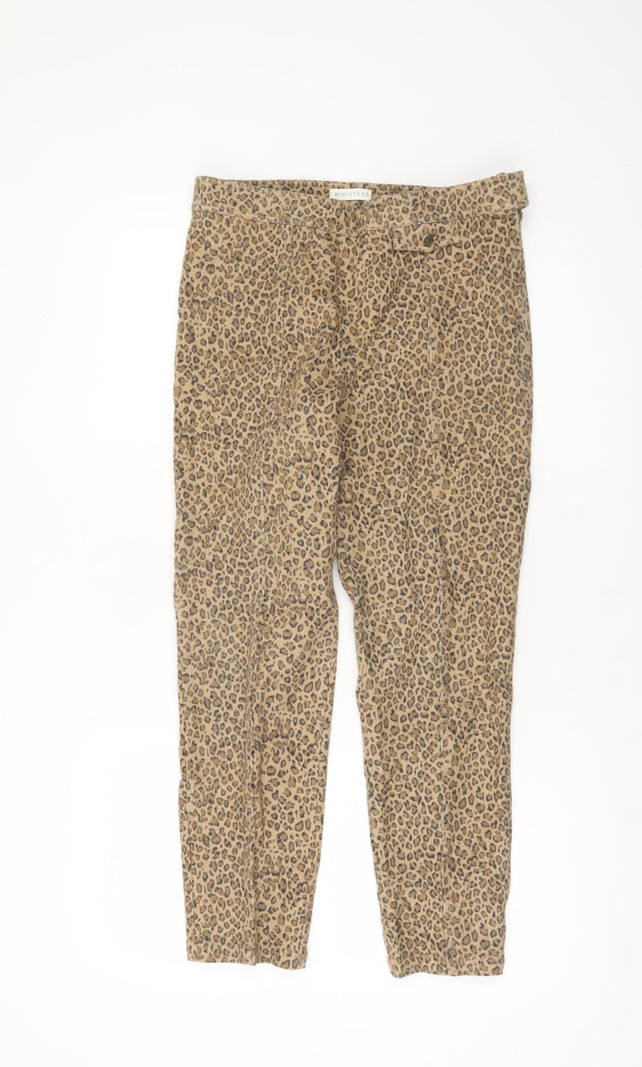 Whistles Womens Beige Animal Print Slim Trousers UK 12
