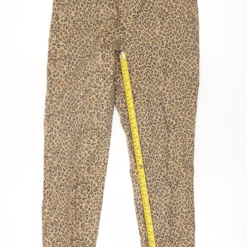 Whistles Womens Beige Animal Print Slim Trousers UK 12