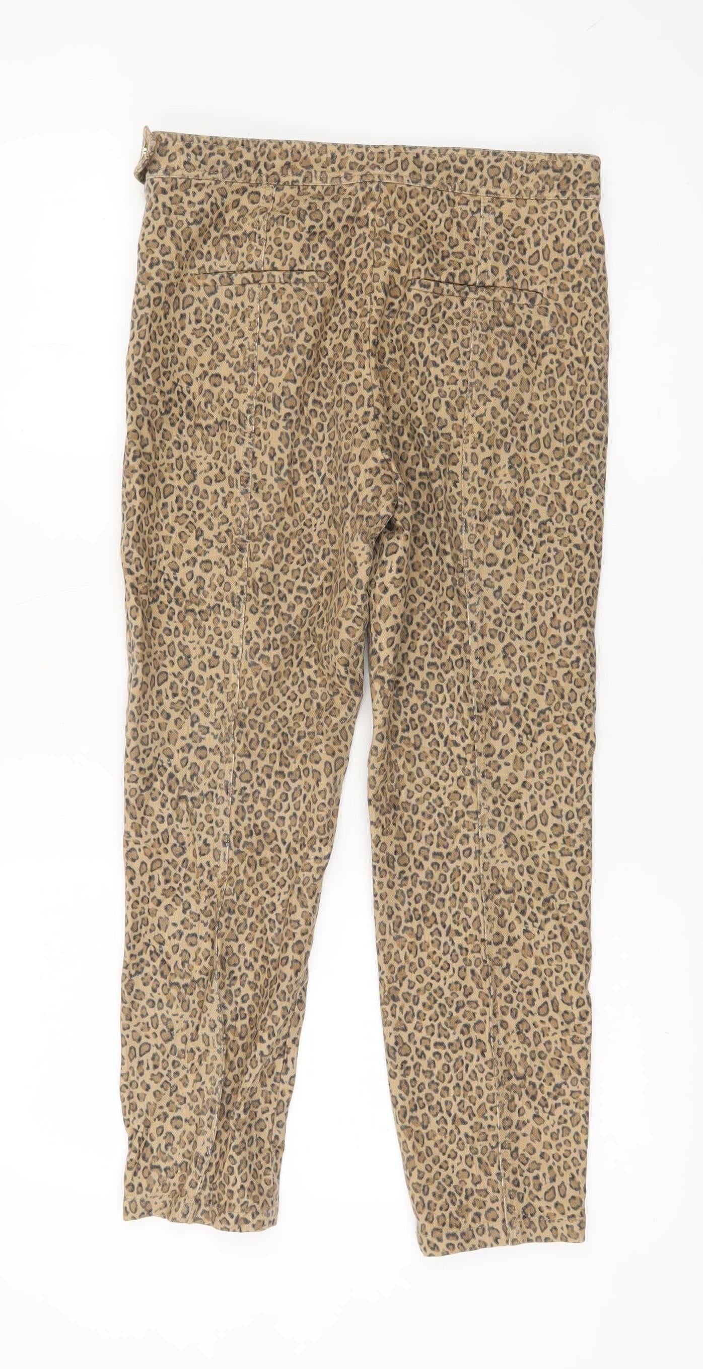 Whistles Womens Beige Animal Print Slim Trousers UK 12