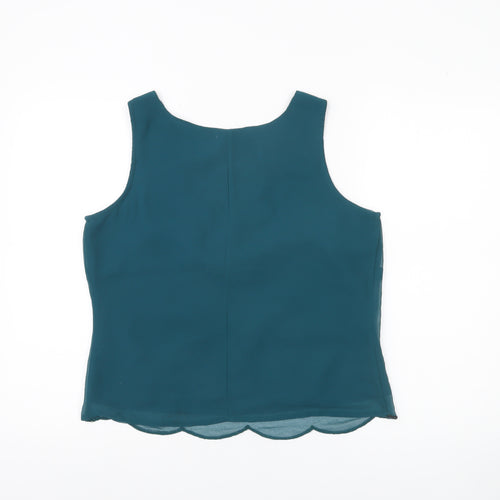 Lakeland Women’s Green Beaded Sleeveless Chiffon Blouse Size 14