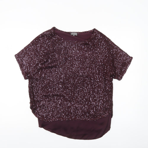 Phase Eight Women’s Purple Sequin Tunic Blouse Size S Party Top
