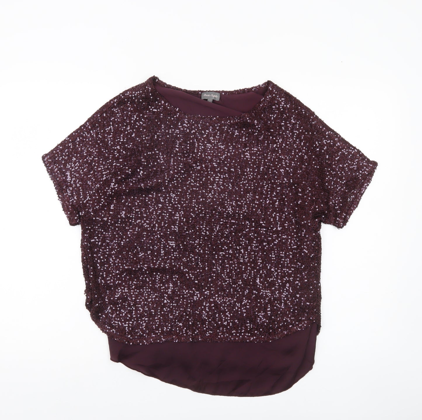 Phase Eight Women’s Purple Sequin Tunic Blouse Size S Party Top