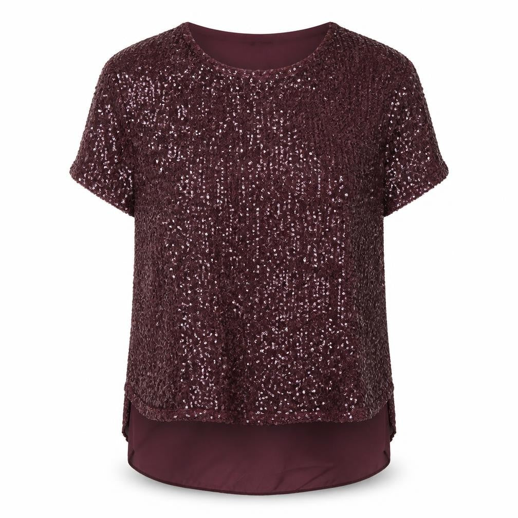 Phase Eight Women’s Purple Sequin Tunic Blouse Size S Party Top