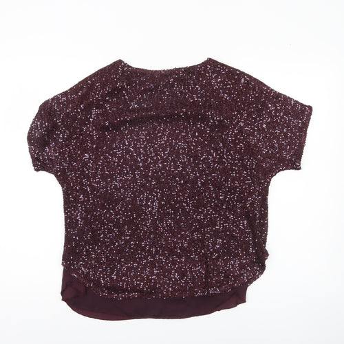 Phase Eight Women’s Purple Sequin Tunic Blouse Size S Party Top